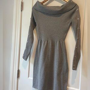 Like New WHBM Cowl Neck Sweater Dress Gray XS